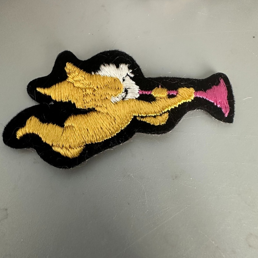 Embroidered Angel Cherub Patch Gold Pink Trumpet Peel and Stick Sticker Applique